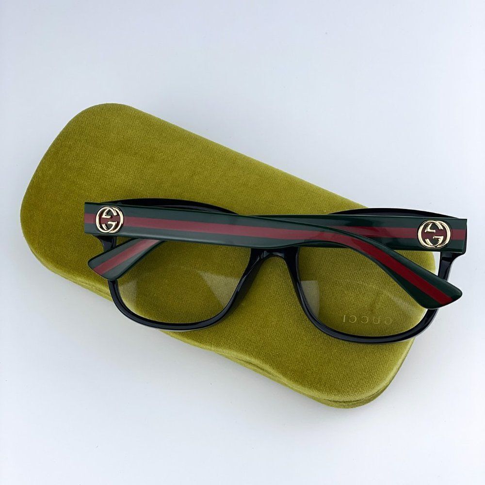 NEW Gucci GG0038ON 011 Black Green Square Women Eyeglasses - Picture 12 of 14